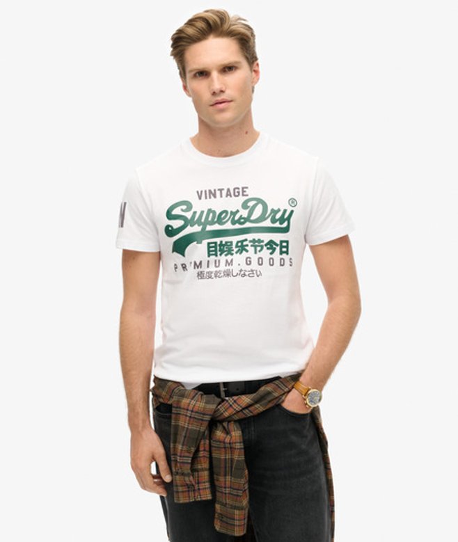 Superdry Herren Vintage Logo T-shirt aus Bio-baumwolle Weiß