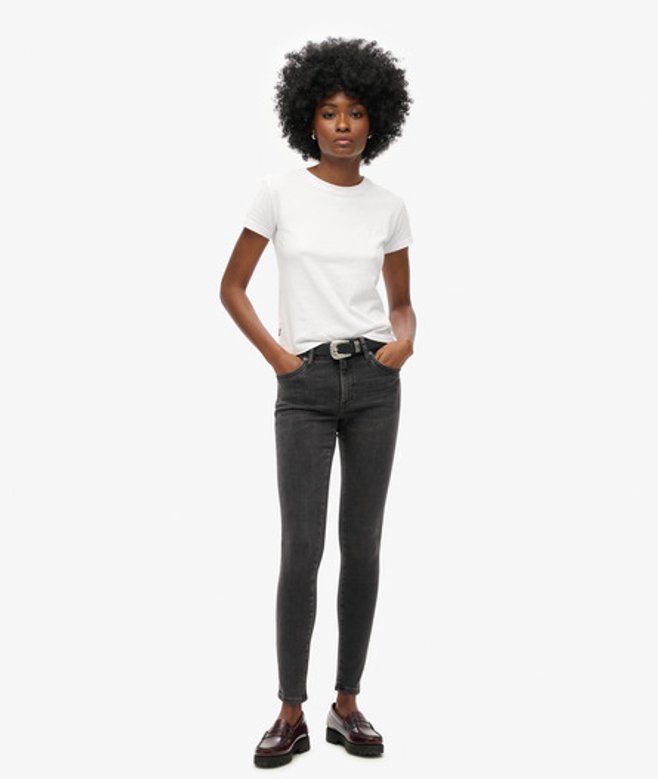 Superdry Vintage Skinny Jeans van Biologisch Katoen met Middelhoge Taille Zwart