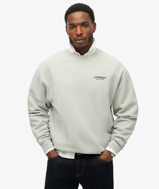 Luxe Sport Sweatshirt met Losse Pasvorm en Ronde Hals Lichtgrijs Grootte: S afbeelding