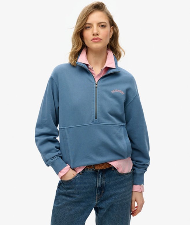 Women's Essential Sweatshirt mit Halblangem Reißverschluss und Logo - Größe: 44 - Superdry - Modalova
