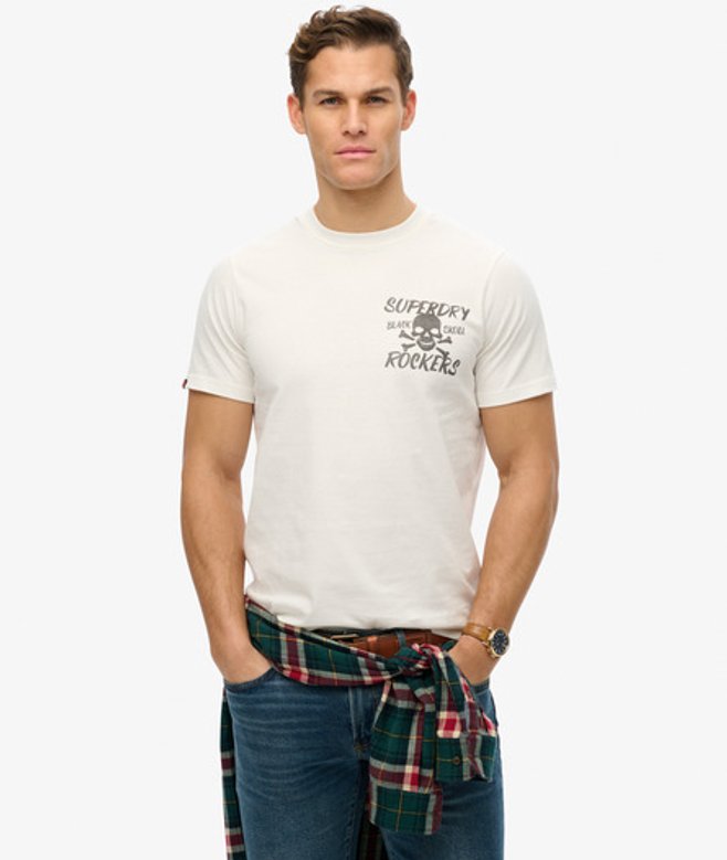 Superdry Men's Black Skull T-shirt Cream - Size: Xxl