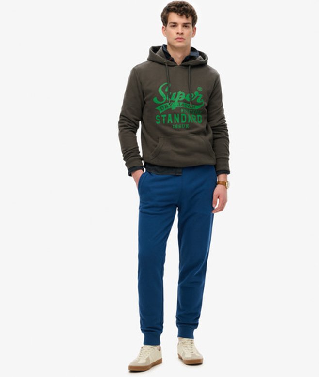 Superdry Essential Joggingbroek met Logo en Licht Geborstelde Voering Blauw