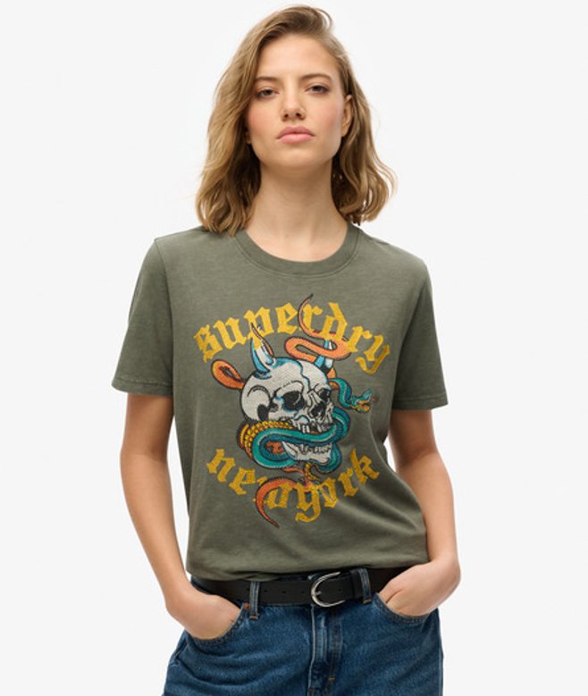 Damen Lässiges Neo Trad T-shirt mit Tattoo-print - Größe: 34 - Superdry - Modalova