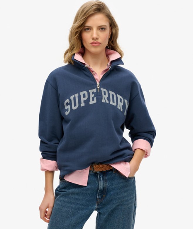 Athletic Essentials met Halve Rits en Kraag Blauw Grootte: 44 afbeelding