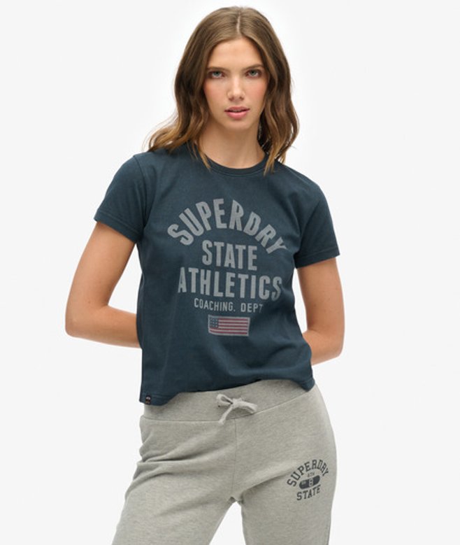 Women's Athletic Graphic Fitted T-shirt Navy / Eclipse Navy - Size: 14 - Superdry - Modalova