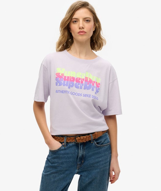 Neon Rainbow Oversized T-shirt Paars Grootte: 42 afbeelding