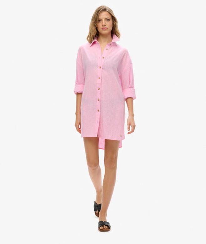 Damen Baumwolle Lang Geschnittenes Ibiza-Strandhemd, - Größe: 36 - Superdry - Modalova