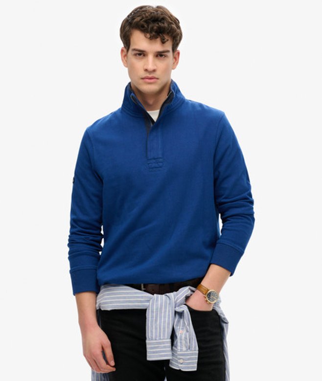 Superdry Cotton Classics Jersey Sweatshirt Met Halve Rits Blauw