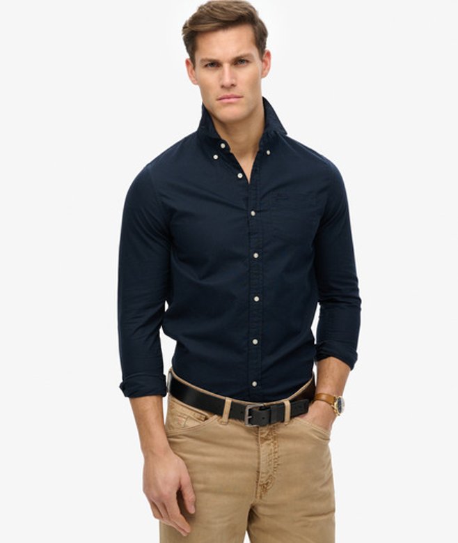 Men's Long Sleeve Oxford Shirt Navy / Eclipse Navy - Size: L - Superdry - Modalova