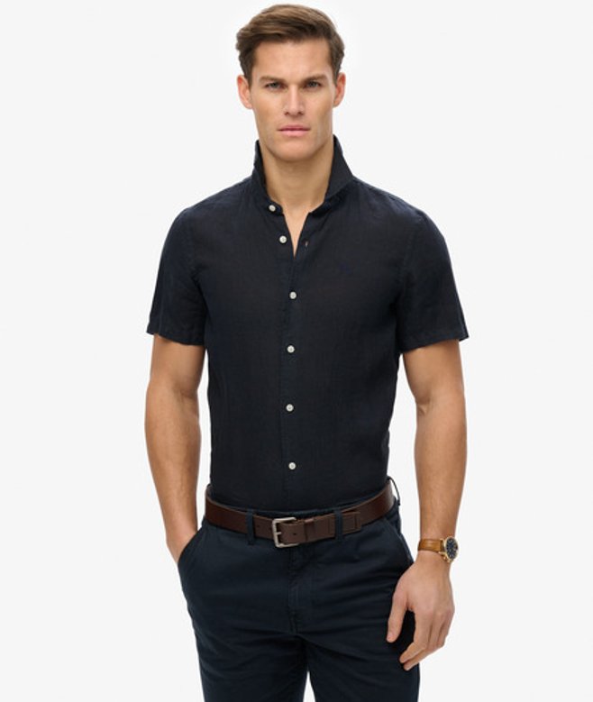 Superdry Men's SD Embroidered Vacation Linen Shirt Navy / Super Dark Navy - Size: Xxl