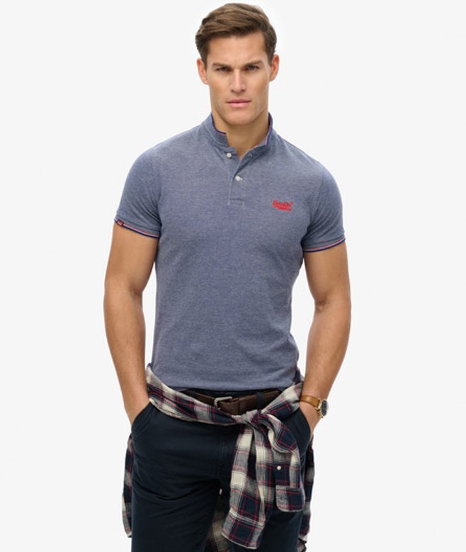 Superdry Men's Poolside Polo Shirt Blue / Royal Twist - Size: XL