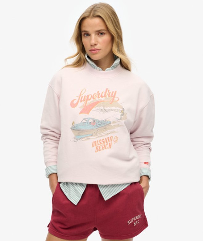 Ruim Souvenir Sweatshirt met Grafische Print en Ronde Hals Roze Grootte: 36 afbeelding