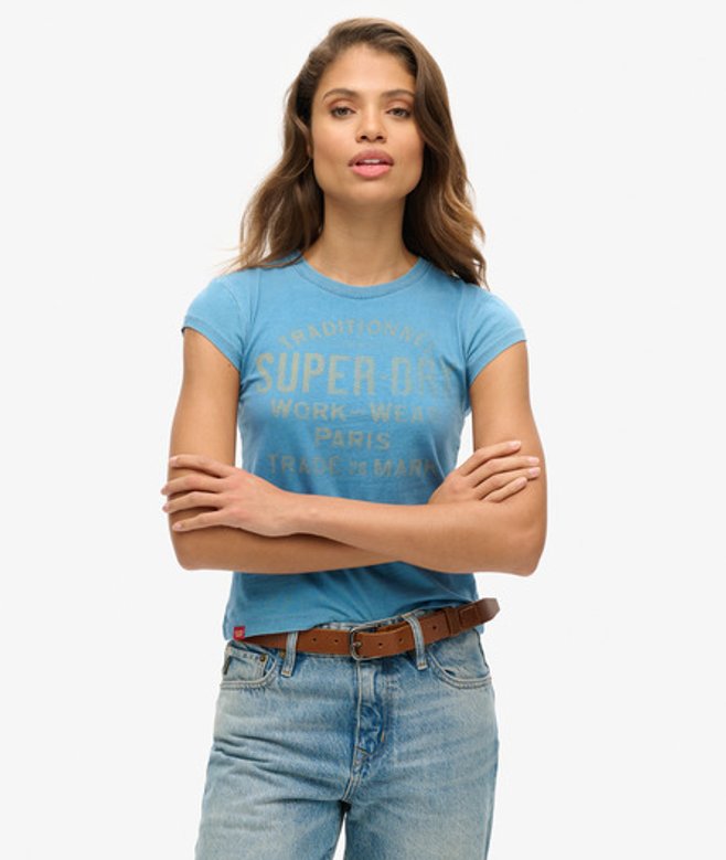T-shirt Indigo à Mancherons Workwear Taille: 40 - Superdry - Modalova