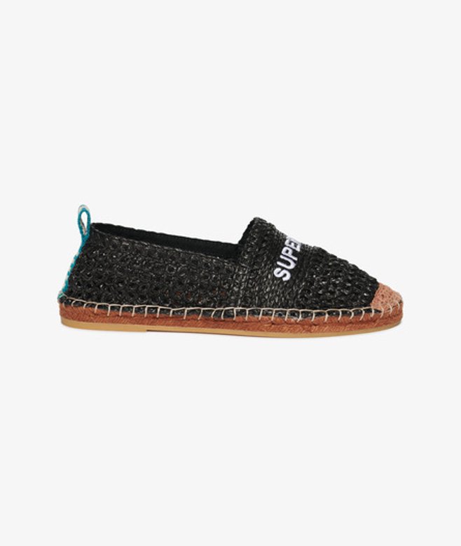 Raffia Espadrille met Borduursels Zwart Grootte: 39 afbeelding