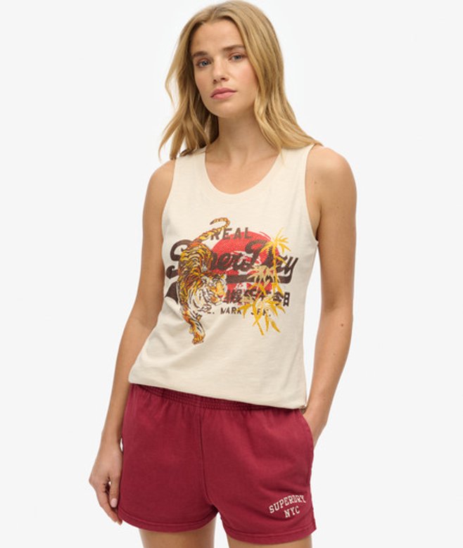 Vintage Logo Tokyo Tanktop met Ronde Hals Beige Grootte: 40 afbeelding
