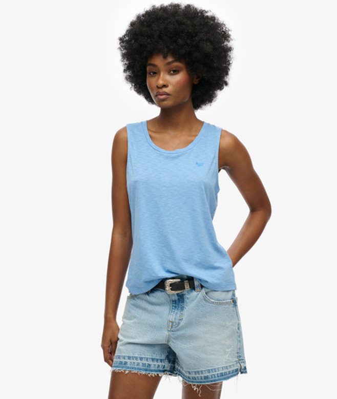Superdry Tanktop met Laag Uitgesneden Ronde Hals Blauw