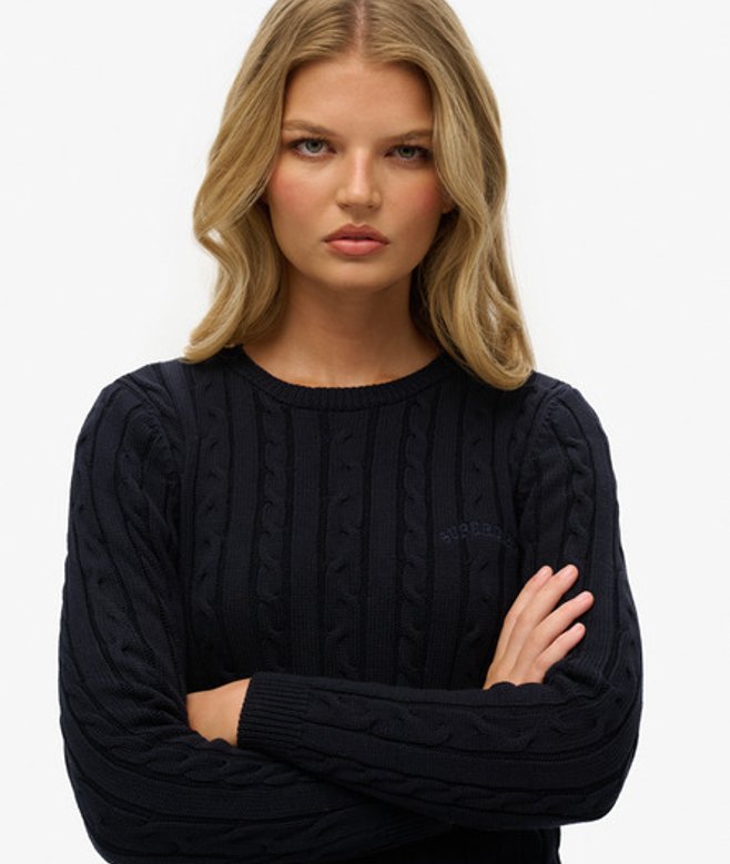 Essentials Kabeltrui met Dunne Kabels Blauw Grootte: 42 afbeelding