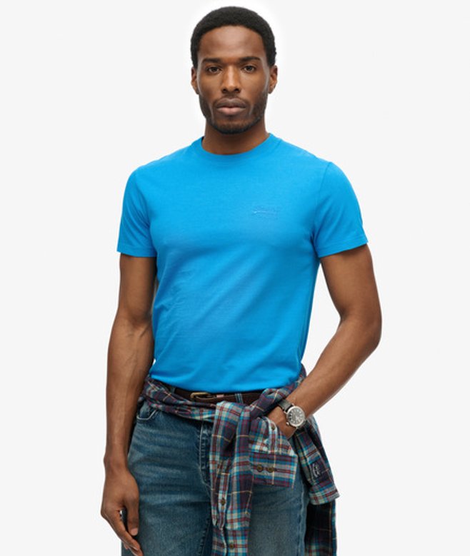 Essential Neon T-shirt met Geborduurd Logo Blauw Grootte: L afbeelding