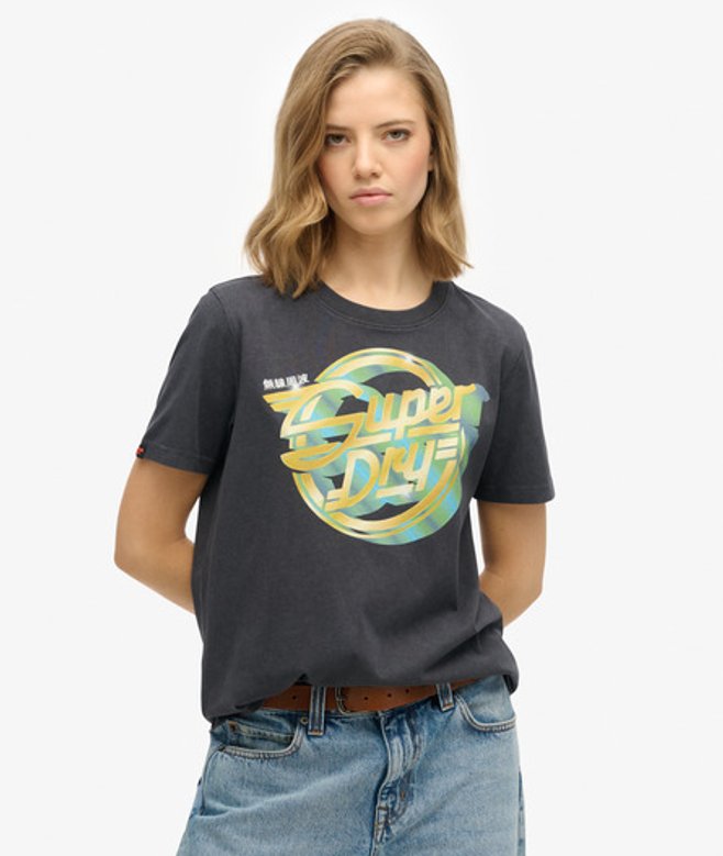 Rock Band-t-shirt met Relaxte Pasvorm Donkergrijs Grootte: 40 afbeelding