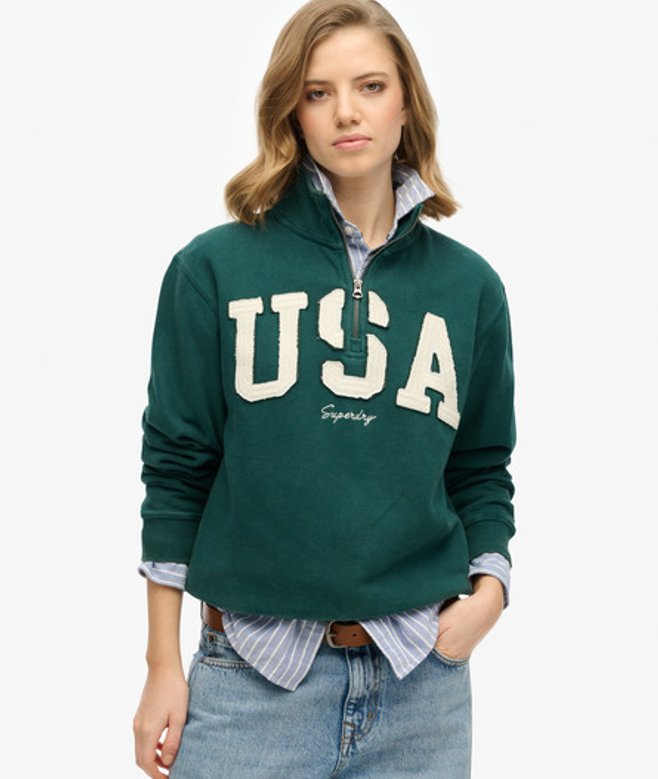Damen Athletic Essentials Sweatshirt mit Applikation - Größe: 38 - Superdry - Modalova