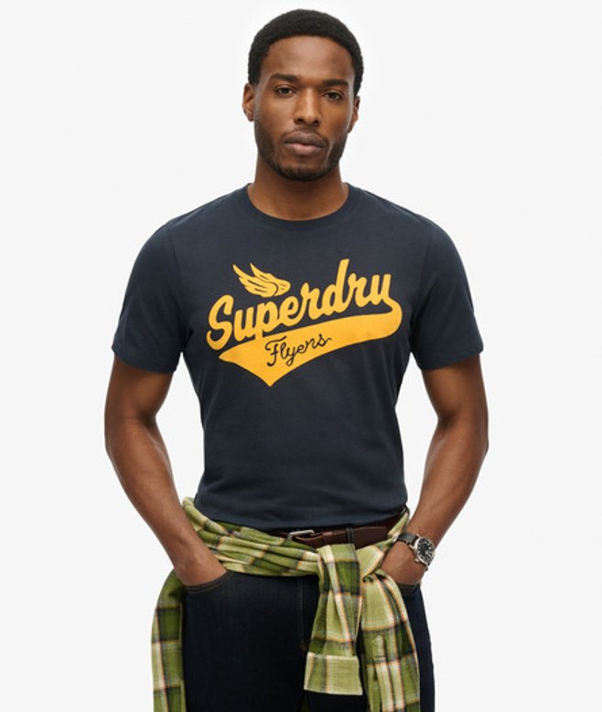 Flyers Script T-shirt Blauw Grootte: L afbeelding