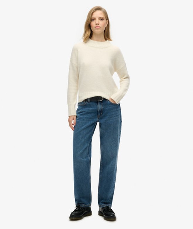Rechte Jeans met Middelhoge Taille Blauw Grootte: 32/30 afbeelding