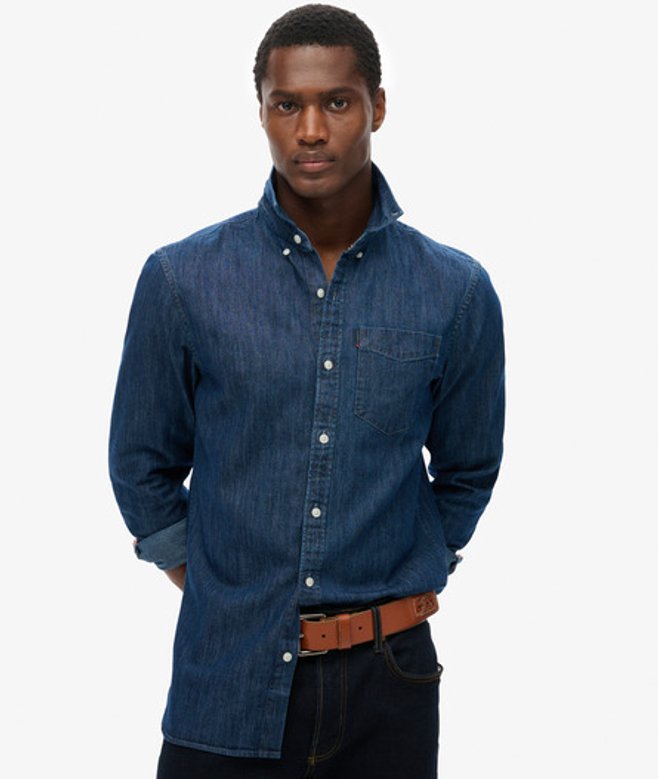 Superdry Essential Denim Overhemd met Lange Mouwen Blue
