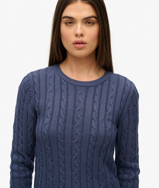 Essentials Kabeltrui met Dunne Kabels Blauw Grootte: 42 afbeelding