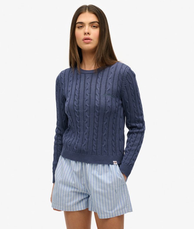 Damen Essentials Pullover mit Schmalem Zopfstrickdesign - Größe: 38 - Superdry - Modalova