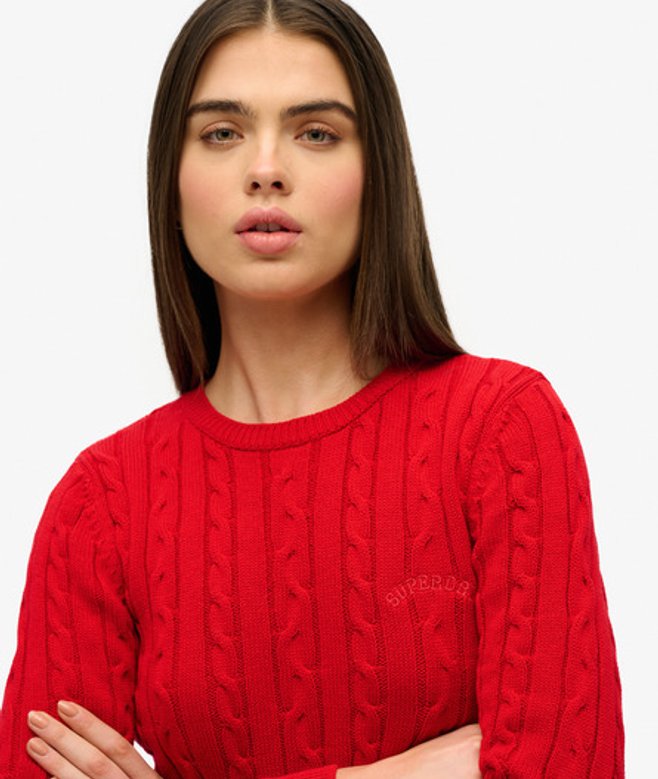 Essentials Kabeltrui met Dunne Kabels Rood Grootte: 36 afbeelding