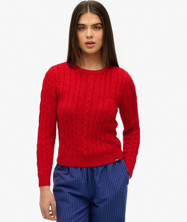 Essentials Kabeltrui met Dunne Kabels Rood Grootte: 40 afbeelding