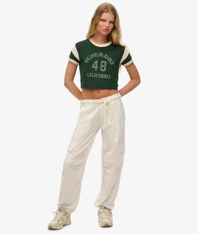 Superdry Women's Lightweight Beach Cargo Pants White / Off White