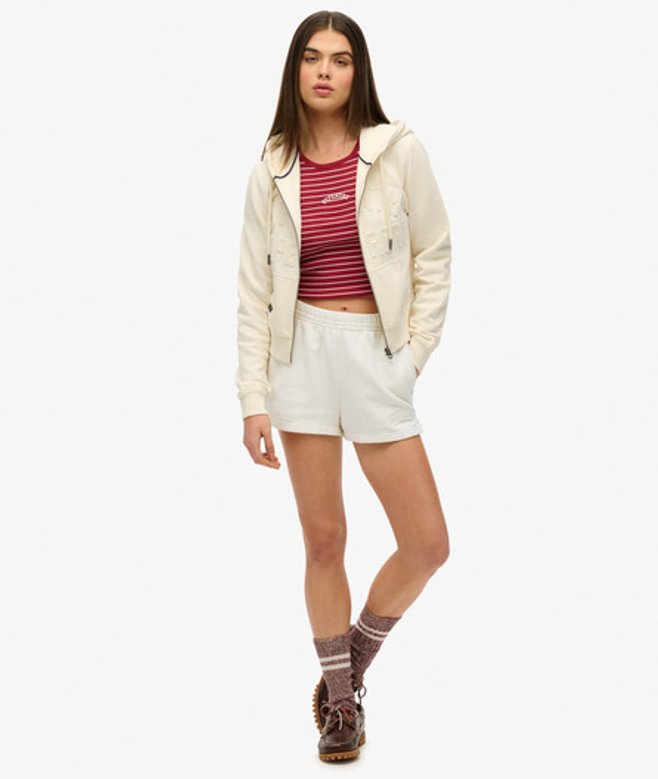Athletic Essentials Short met Borduursel in Bijpassende Kleur White Grootte: 40 afbeelding