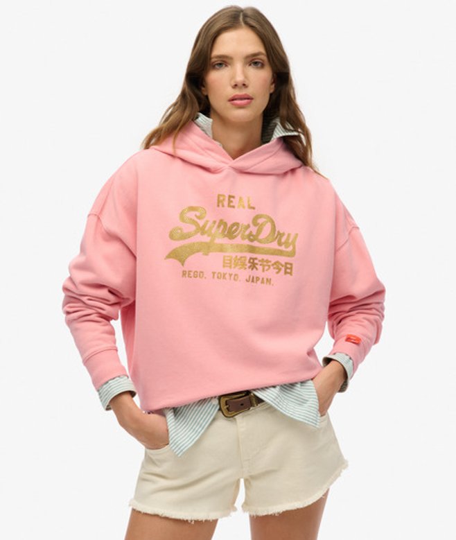 Damen Vintage Logo Strass Hoodie - Größe: 42 - Superdry - Modalova