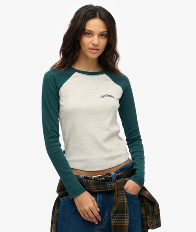 Haut de Base-ball Côtelé à Manches Longues et Logo Essential Taille: 44 - Superdry - Modalova