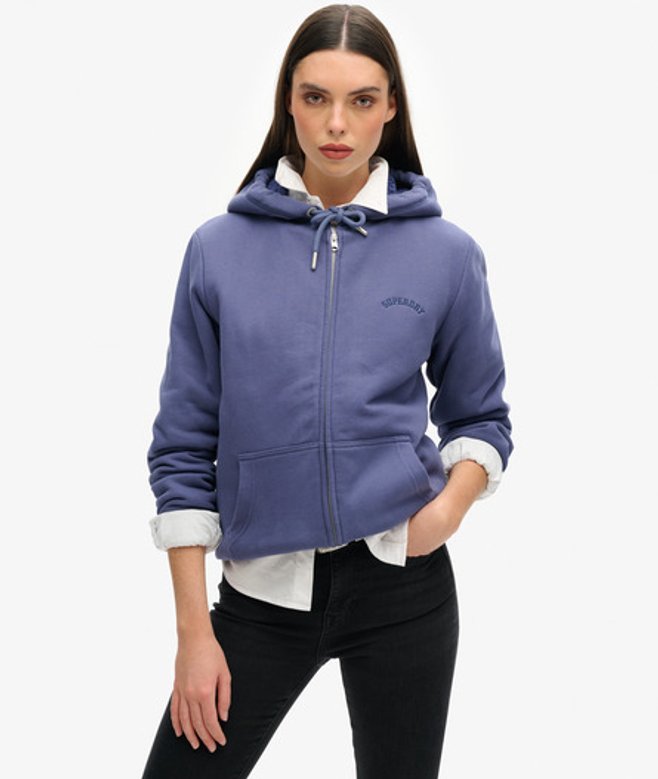 Women's Borg Lined Zip Hoodie / Mariner - Size: 10 - Superdry - Modalova