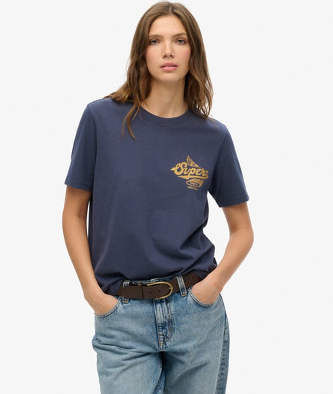 Damen Athletic Metallic-t-shirt - Größe: 44 - Superdry - Modalova