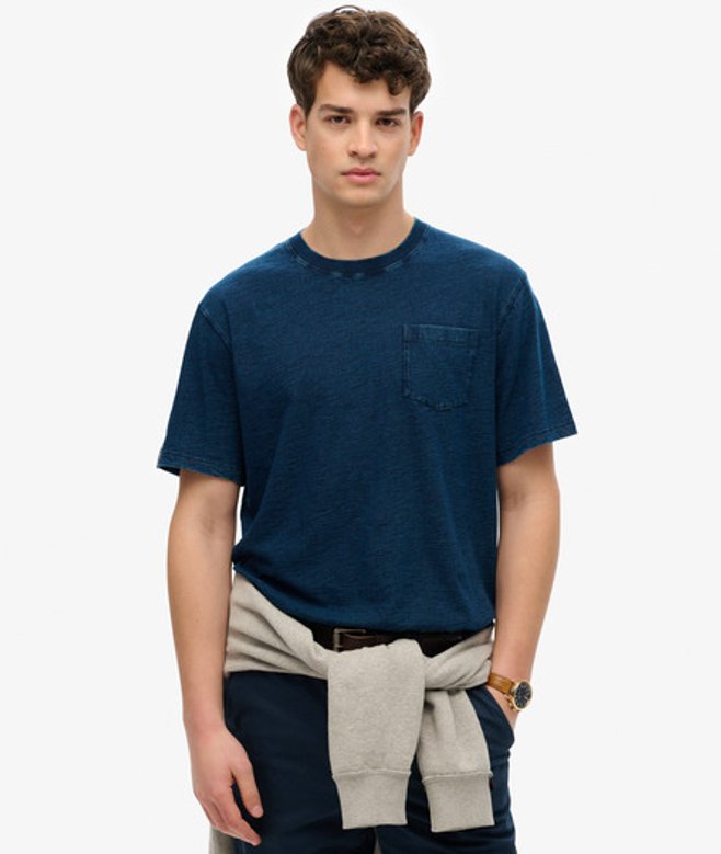 The Merchant Store - T-shirt met Borstzak Blauw Grootte: Xxxl afbeelding