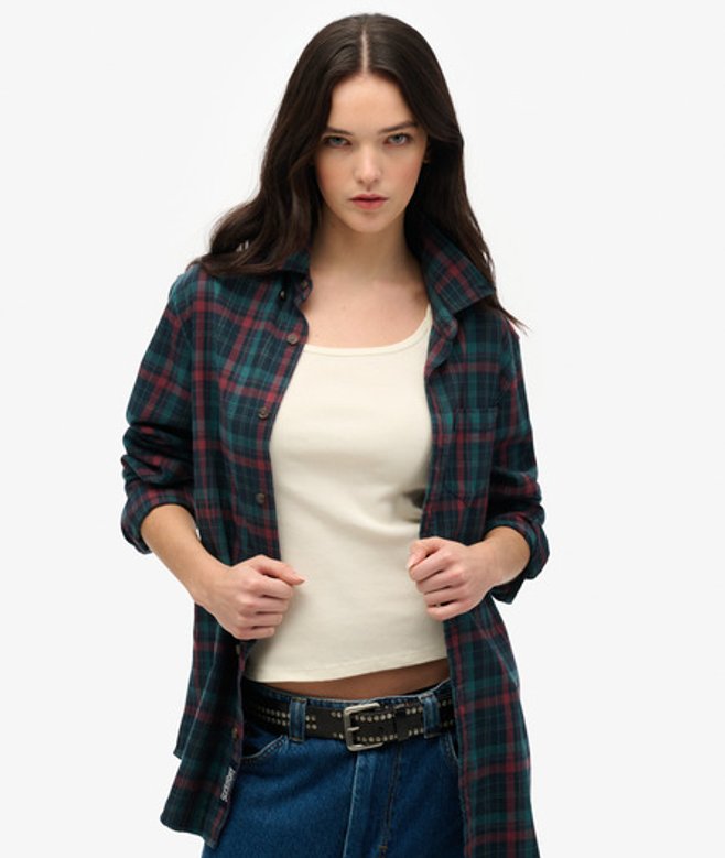 Oversized Vintage Geruit Overhemd Blauw Grootte: XL afbeelding