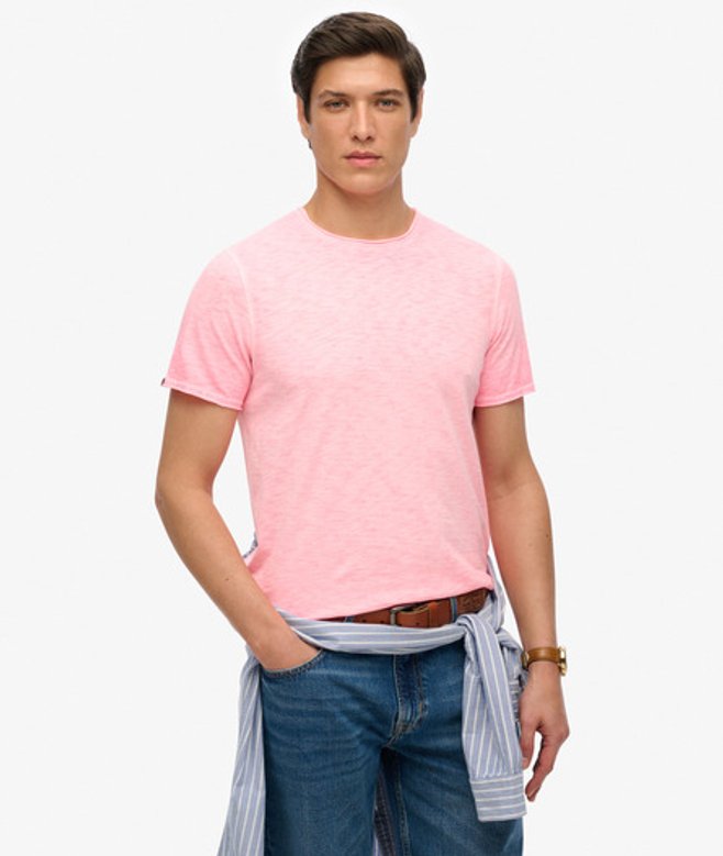 Raw Edge Slub T-shirt Pink Grootte: XL afbeelding