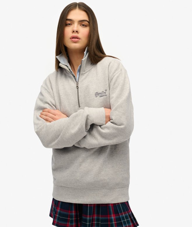 Oversized Essential Sweatshirt met Halve Rits en Logo Grijs Grootte: XL afbeelding
