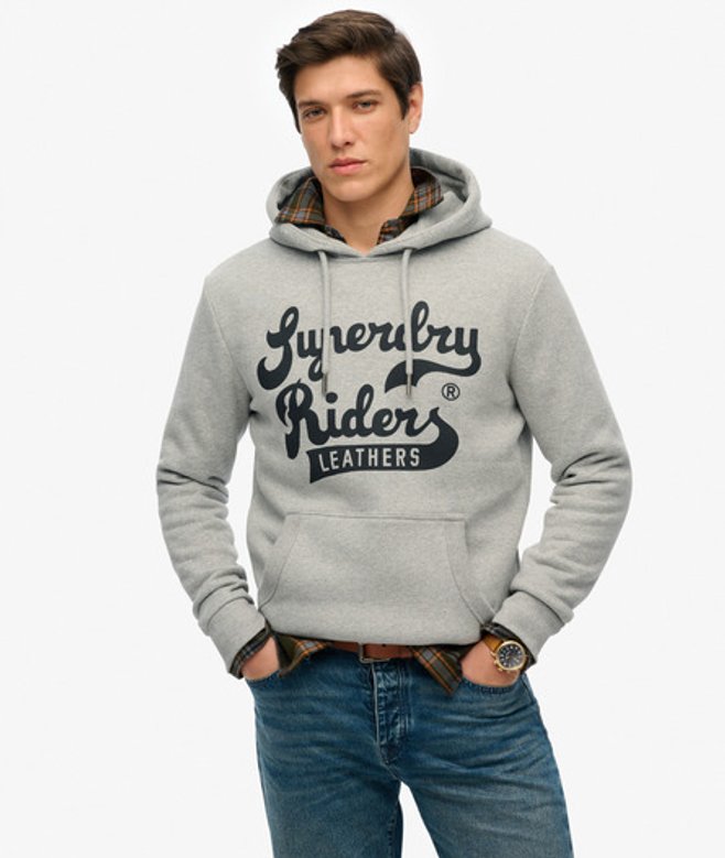 Superdry Leathers Hoodie Grey