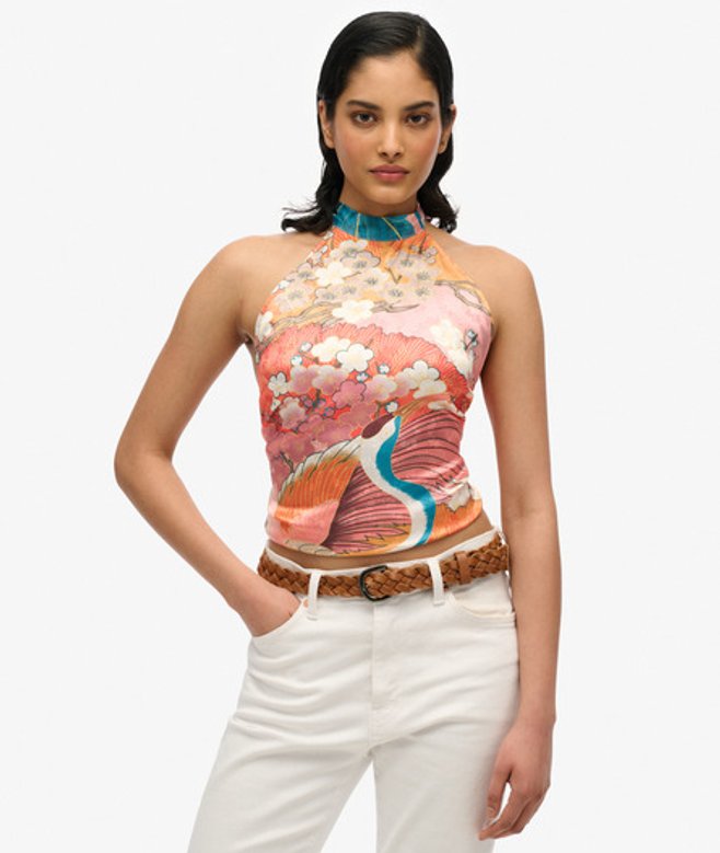 Jacquard Haltertop Pink Grootte: 38 afbeelding