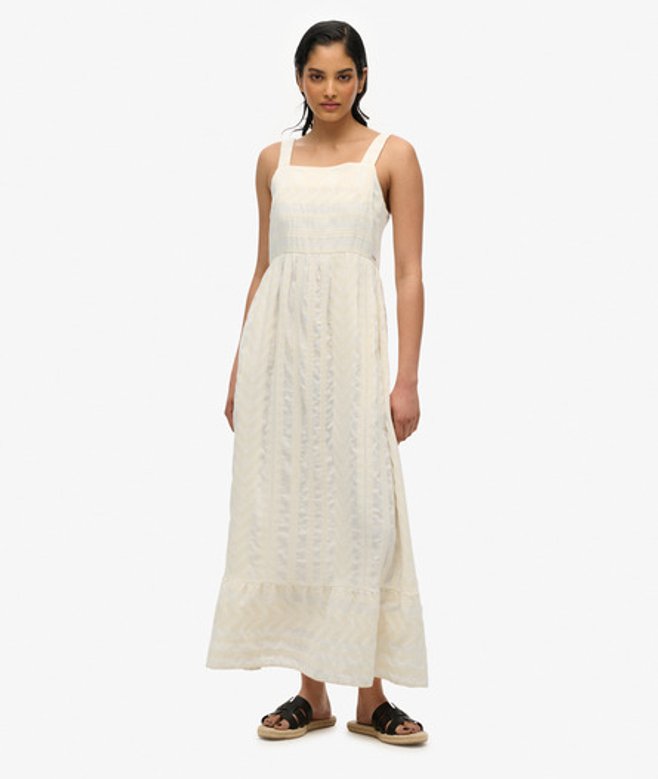Superdry Women's Statement Tiered Maxi Dress White / Dusty Ecru