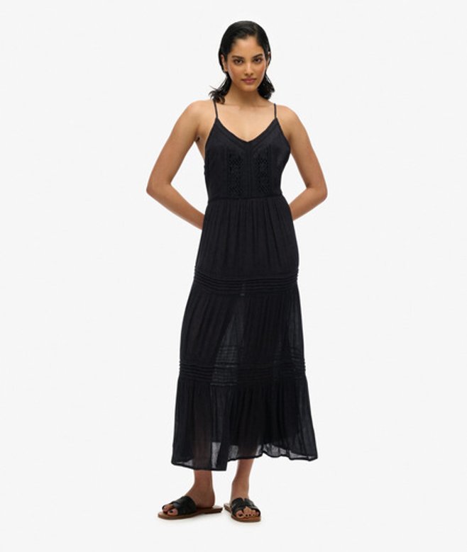 Superdry Ibiza Maxi-jurk met Spaghettibandjes Black