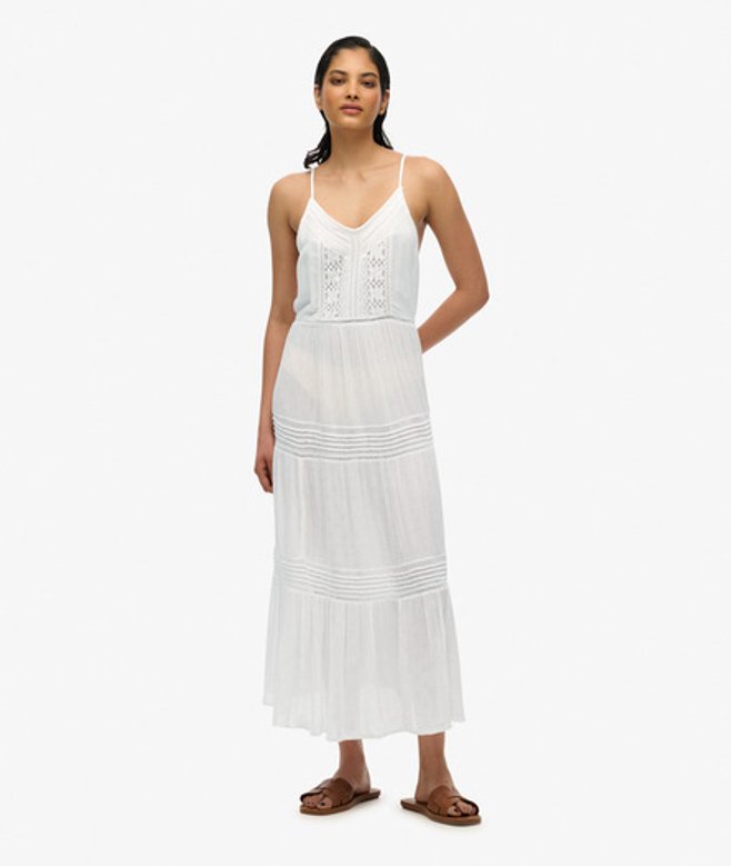 Superdry Ibiza Maxi-jurk met Spaghettibandjes White
