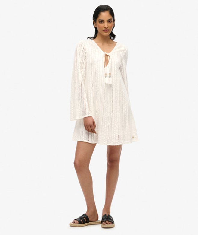 Superdry Ibiza Mini-jurk met Kant White