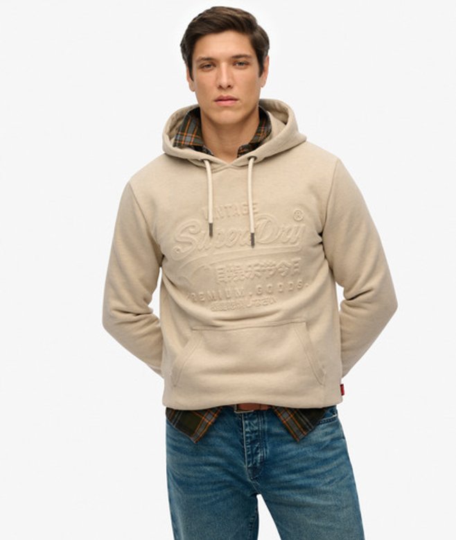 Hoodie met Reliëfopdruk Beige Grootte: XL afbeelding
