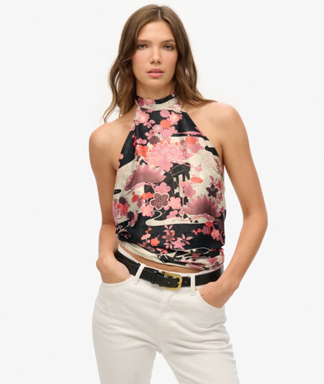 Jacquard Haltertop Pink Grootte: 44 afbeelding