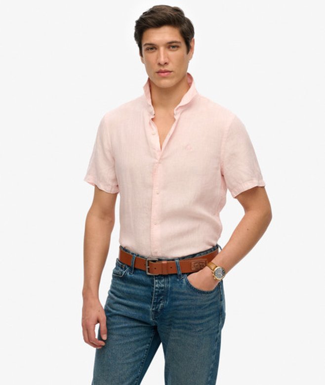 Linnen SD Vacation Overhemd met Borduursel Pink Grootte: XL afbeelding